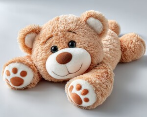 Soft teddy bear lying down