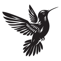 Slender Form Hummingbird Silhouette – Hummingbird Vector Art Depicting Elegant Wildlife Lines – Hummingbird Illustration – Bird Silhouette – Silhouette of Hummingbird

