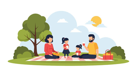 Joyful family outing at park, embracing outdoor fun, shared moments and creating lasting memories during a picnic day