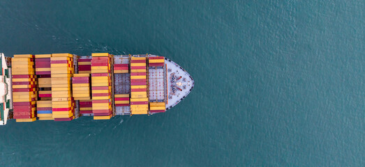 Aerial view container ship cargo freight shipping international, Global business freight shipping...
