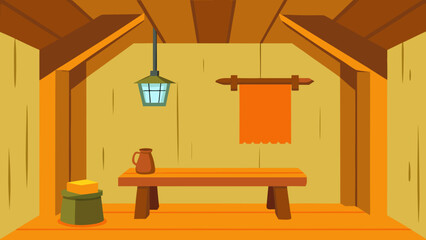 Rustic Room Interior with Wooden Beams Decor