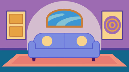 Cartoon Living Room Interior Illustration