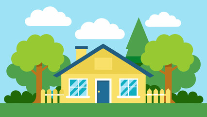 Charming Single Story House Illustration