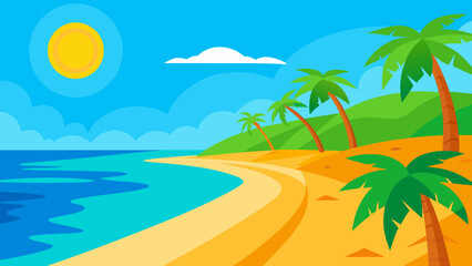 Tropical Paradise with Palm Trees