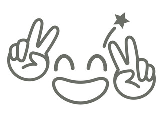 Obraz premium 笑顔とダブルピースのイラスト