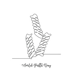 One continuous line drawing of World Pasta Day vector illustration. World Pasta Day themes design concept in simple linear continuous line. great vector design for social healthcare campaign.