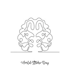 One continuous line drawing of World Stroke Day vector illustration. World Stroke Day themes design concept in simple linear continuous line. great vector design for social healthcare campaign.