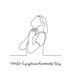 One continuous line drawing of World Lymphoma Awareness Day vector illustration. World Lymphoma Awareness Day themes design concept in simple linear continuous line. Great vector design for healthcare