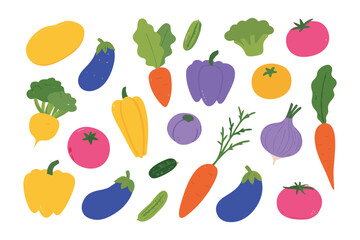 Vibrant Vegetable medley: A colorful assortment of fresh, garden-picked vegetables, rendered in a vibrant and visually appealing style, inviting viewers to explore the bounty of nature's harvest.