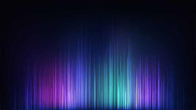 technology soundwave equalizer digital audio waveform glowing neon lines abstract background in blue purple teal colors for music visualization and modern energy themes