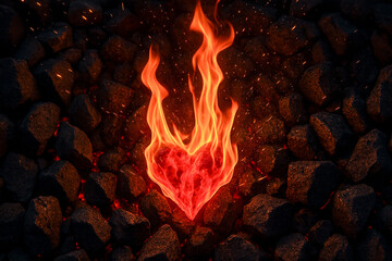 Image of a burning heart within a closed mind. Image of motivation and passion.