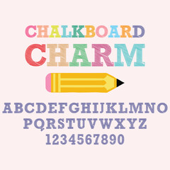 Chalkboard Charm is a playful and creative back-to-school themed font, perfect for classroom posters, student projects, educational printables, and teacher resources. Its hand-drawn chalk style adds a