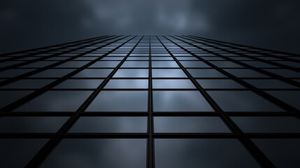 A skyscraper with a grid of windows.