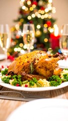 Roasted chicken with mashed potatoes, Christmas dinner
