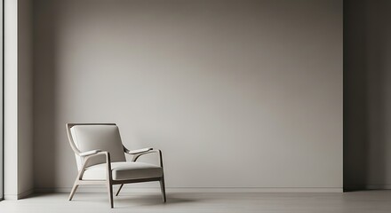 Elegant armchair in a minimalist setting, showcasing a peaceful and modern interior design concept
