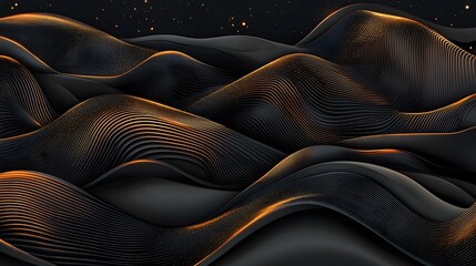 Abstract Black Gold Waves Elegant Luxury Background