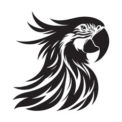 Fototapeta premium Distinctive Macaw Silhouette – Macaw Vector Art Showing Hooked Beak and Tall Body – Macaw Illustration – Bird Silhouette – Silhouette of Macaw