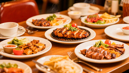 Delicious Grilled Meat Platter at Restaurant