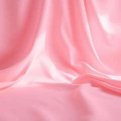Fototapeta premium Soft pink satin drapery with gentle waves and elegant folds. A luxurious and delicate fabric texture for a romantic backdrop.