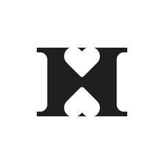 letter H and love logo design