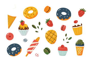 Sweet Treats Galore: A vibrant assortment of delectable desserts and confections, perfect for capturing the essence of indulgence and celebration, artfully presented with mouthwatering details.