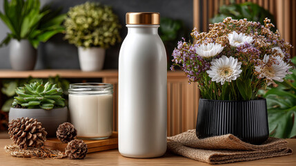 Realistic white plastic bottle for milk, Yogurt or juice.