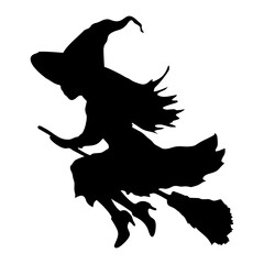 silhouette of a witch on a broomstick