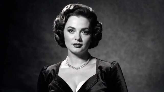 Elegance and Charisma Shine Through Timeless Black and White Portrait Capturing a Classic Beauty in a Vintage Setting Generative AI