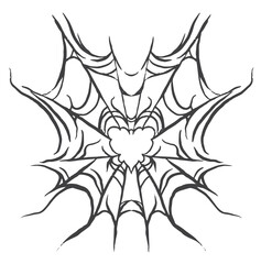 Unique spider web illustration sketch with abstract love shape