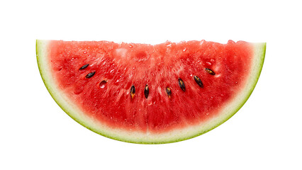 Fresh juicy watermelon slice with seeds isolated on the transparent background, summer refreshment, healthy sweet fruit concept
