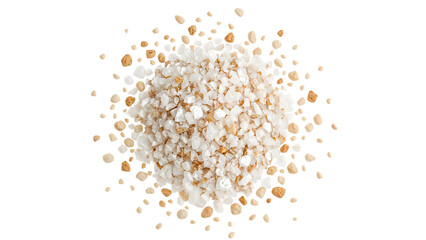 Coarse sea salt and brown crystals mix on the transparent background for culinary and spa uses