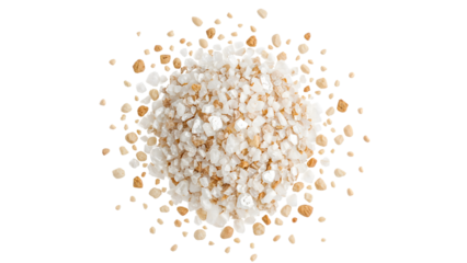 Coarse sea salt and brown crystals mix on the transparent background for culinary and spa uses