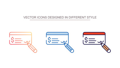 Bank Cheque icon design with white background stock illustration