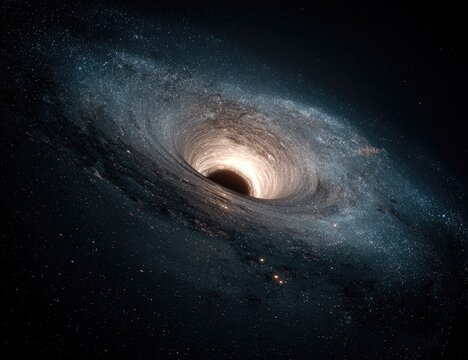 Cosmic vortex in a spiral galaxy.  Stars swirling around a black hole - Powered by Adobe