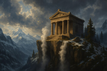 Fototapeta premium Temple Above the Roaring Clouds