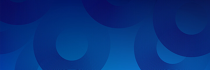 Abstract blue glowing geometric lines on dark blue background. Modern shiny blue circle lines pattern. Futuristic technology concept. Suit for cover, poster, banner, header, website.