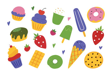 Sweet Treats Delight: An array of colorful, tempting treats arranged in a delicious display of desserts, ready to satisfy your cravings, offering a visual feast of sweetness.