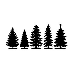 Obraz premium Festive Christmas tree silhouette collection design