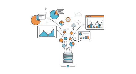 Modern Flat Style Data Analytics Illustration for Business and Infographic Design