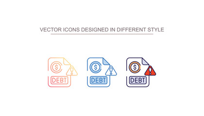 Debt icon design with white background stock illustration