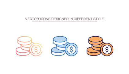 Coin Stack icon design with white background stock illustration