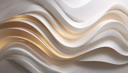 Obraz premium Abstract wavy layers of white and gold