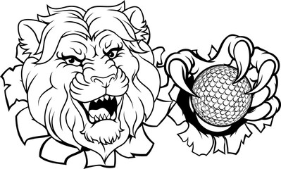 Lion Golf Animal Sports Team Mascot