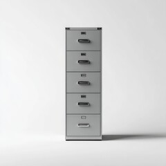 Gray metal file cabinet with seven drawers