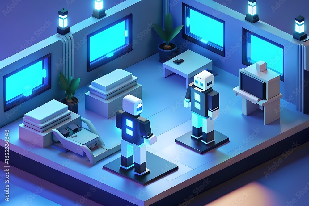 Aufkleber modern robotic workspace showcasing cutting edge technology and futuristic innovation in 3d scene