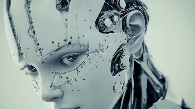 Futuristic gynoid showing artificial intelligence and robotics technology