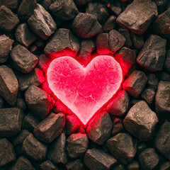 Image of a burning heart within a closed mind. Image of motivation and passion.