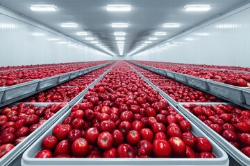 Full shot of a refrigerated apple storage warehouse