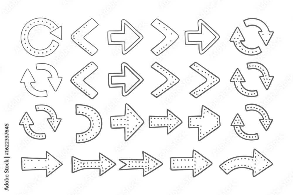Poster arrows in a row: a collection of various arrow illustrations are meticulously presented. a diverse r