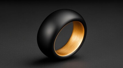 A black ring with a gold interior.